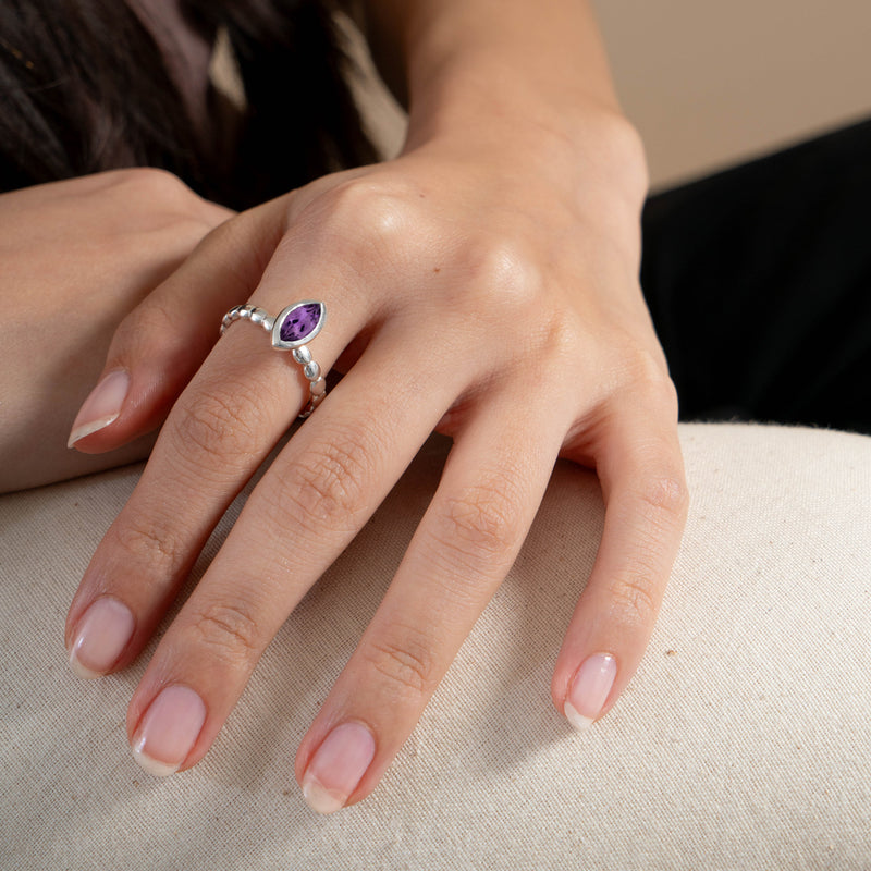 Marquise Amethyst Dewdrop Twinkle Ring