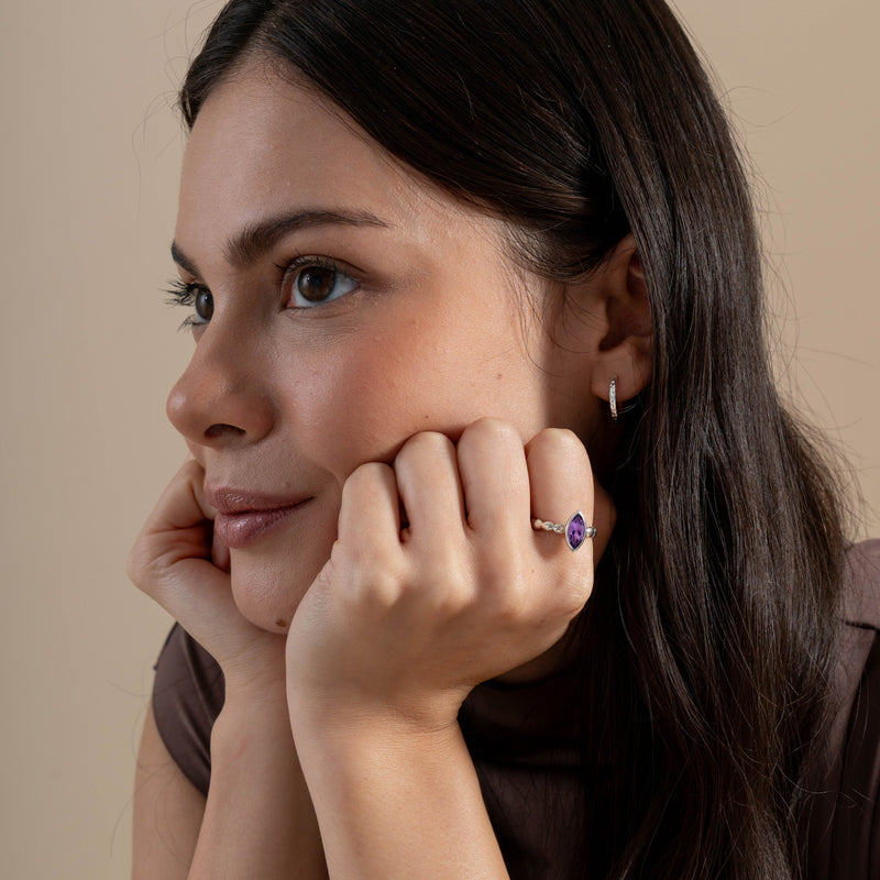 Marquise Amethyst Dewdrop Twinkle Ring