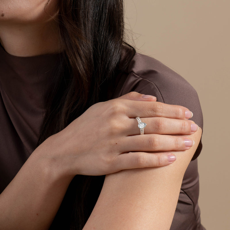 14k Lab Grown Diamond Pear Twist Twinkle Ring