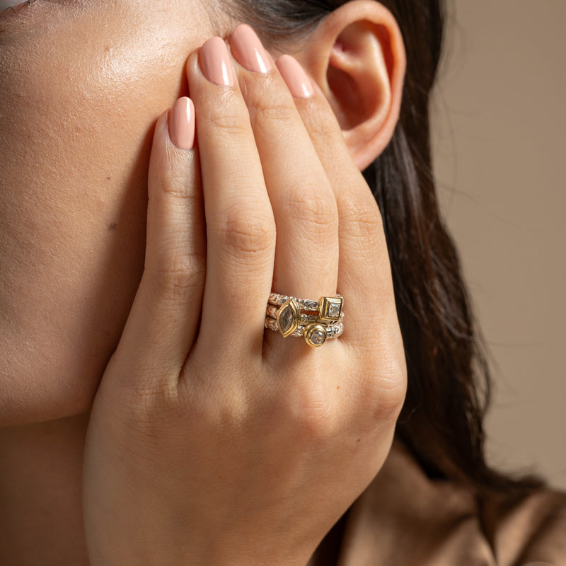 Marquise White Sapphire Spiral Twinkle Ring