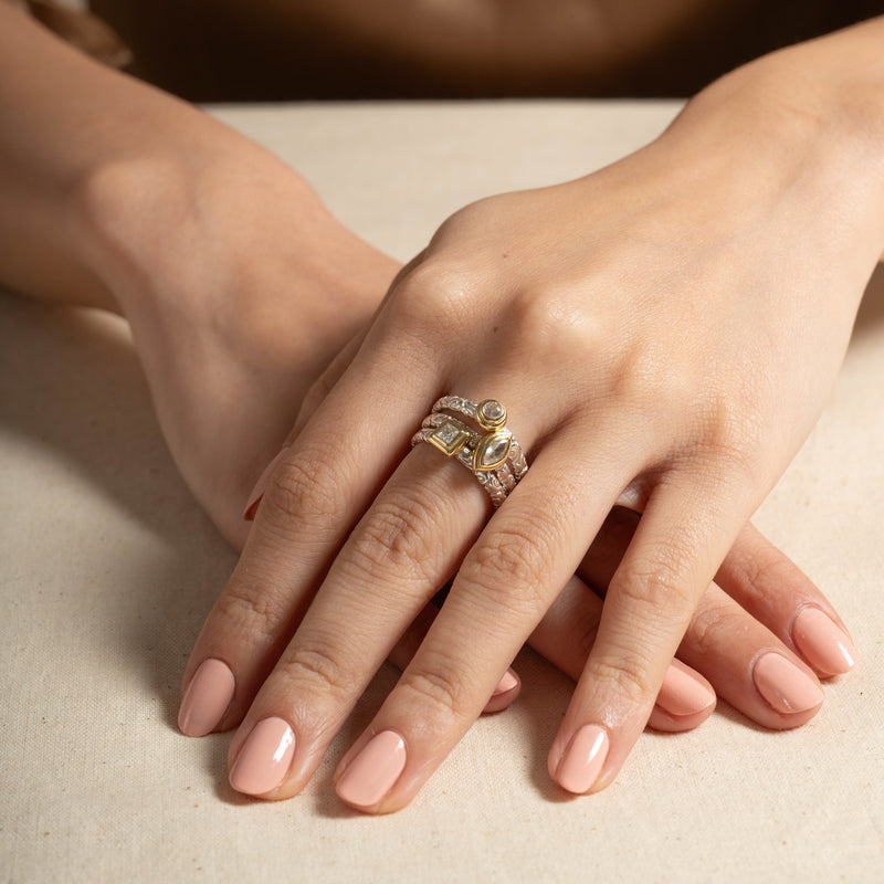 Marquise White Sapphire Spiral Twinkle Ring