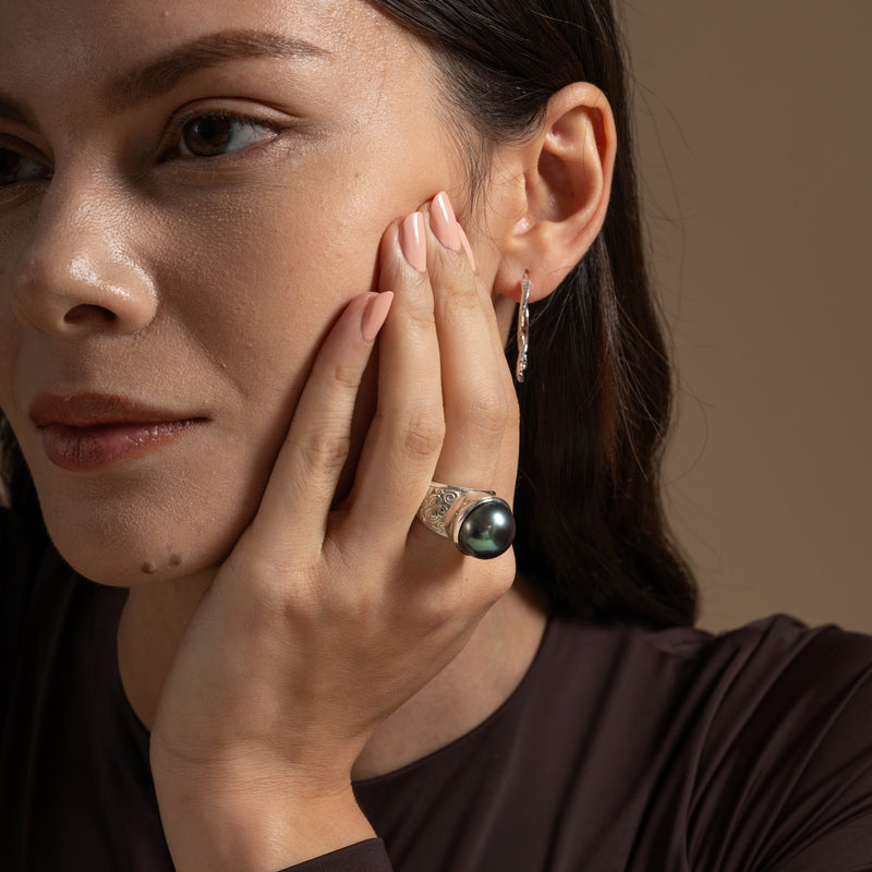 Spiral Peacock Freshwater Pearl Ring