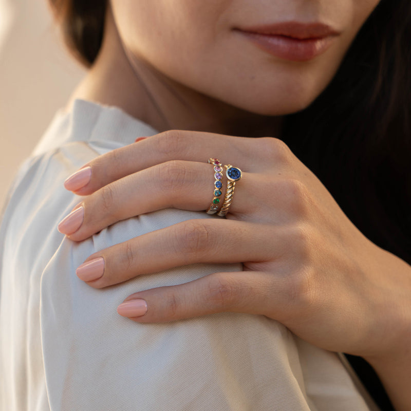 14k Lab Grown Sapphire Twist Twinkle Ring