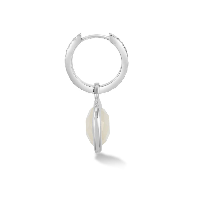 Men's Single Hoop with Moonstone Drop Earring