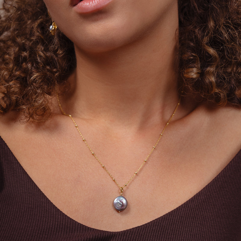 Dove Grey Biwa Pearl Pendant