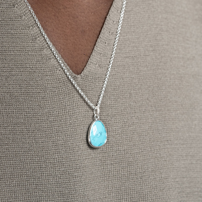 Men's Turquoise Pebble Pendant