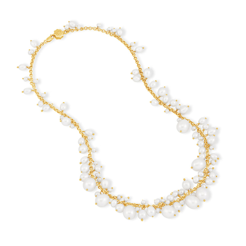 18k Gold Multi-Pearl Tassle Necklace