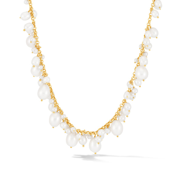 18k Gold Multi-Pearl Tassle Necklace