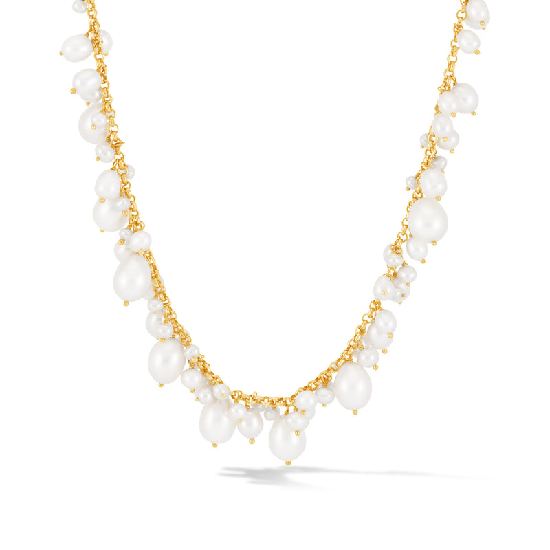 18k Gold Multi-Pearl Tassle Necklace