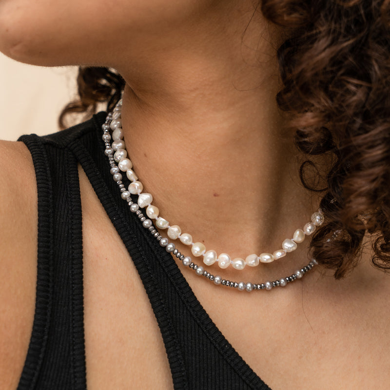 Medium White Baroque Pearl Necklace