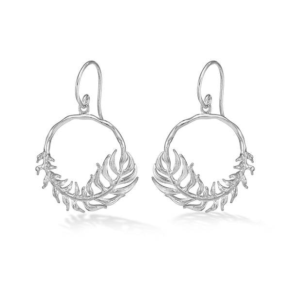 FE52-S_Dower-and-Hall-Sterling-Silver-Angel-Feather-Circle-Drop-Earrings