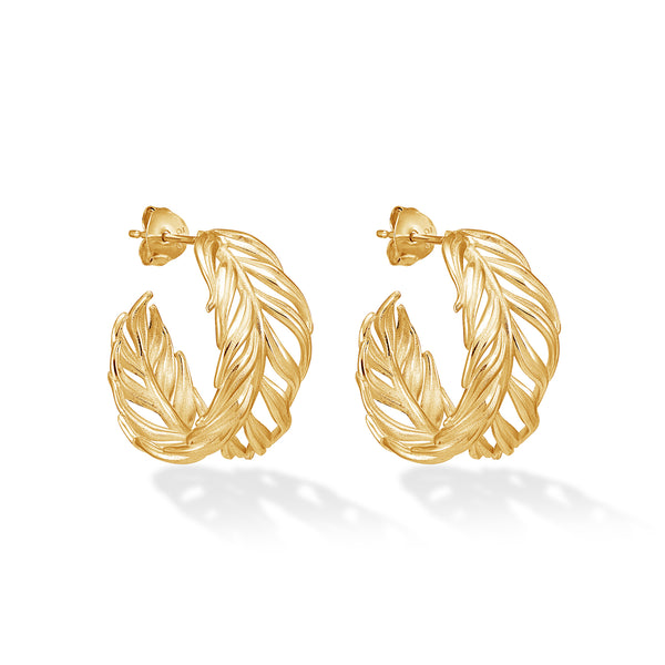    FE60-V-Dower-and-Hall-Yellow-Gold-Vermeil-20mm-Angel-Feather-Hoops