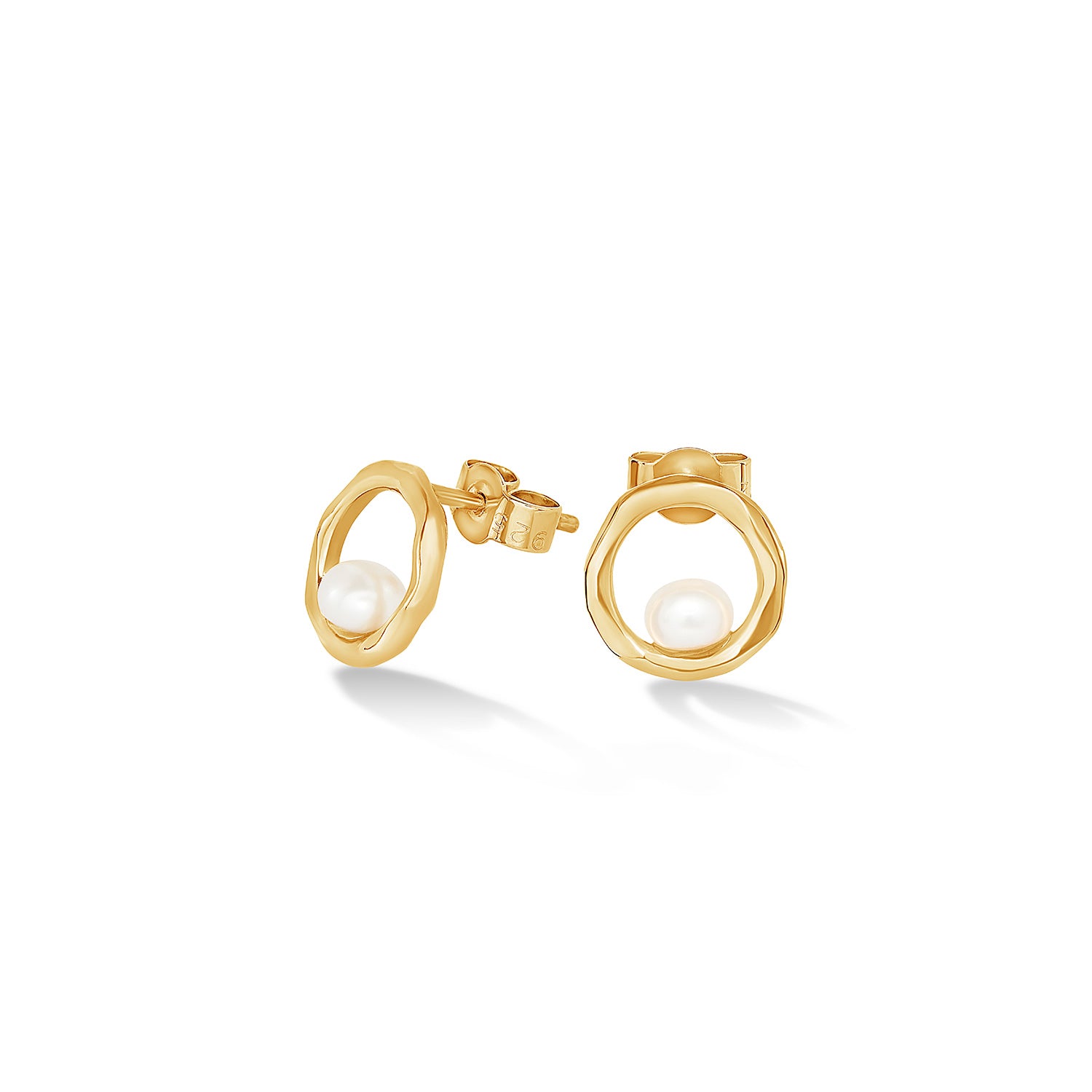 Open Circle Pearl Drop Stud Earrings In 10K Yellow Gold  AnnLouise  Jewellers