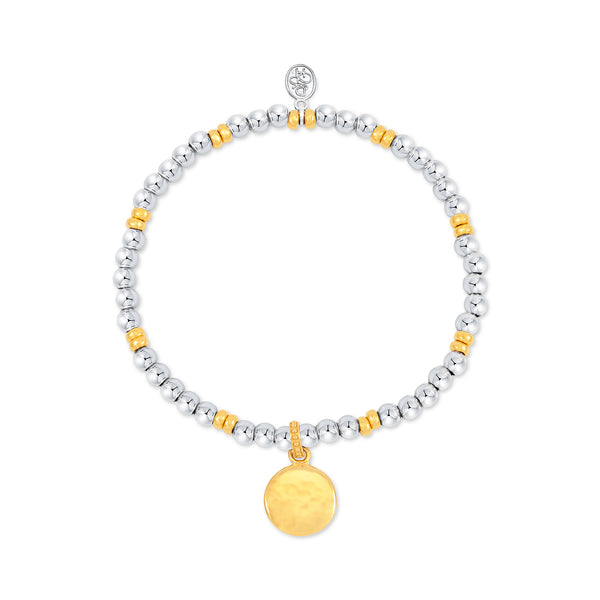 MSB18-MIX-Dower-and-Hall-Sterling-Silver-and-Yellow-Gold-Vermeil-Hammered-Disc-Misanga-Bracelet-1