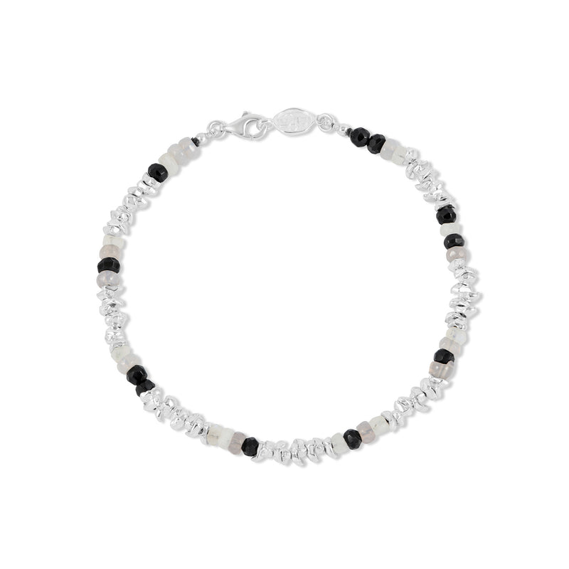 NB242-S-Dower-and-Hall--Sterling-Silver-Mens-Jagged-Nugget-and-Black-Gemstone-Bracelet