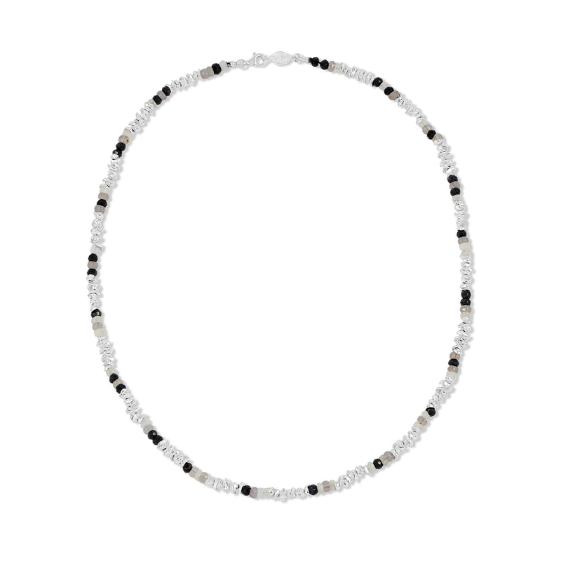 NN242-S-BLACK-Dower-and-Hall--Sterling-Silver-Mens-Jagged-Nugget-and-Black-Gemstone-Necklace