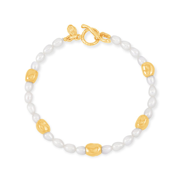 PEBB24-V-WP-Dower-and-Hall-Yellow-Gold-Vermeil-White-Pearl-Ocean-Pebble-Bracelet