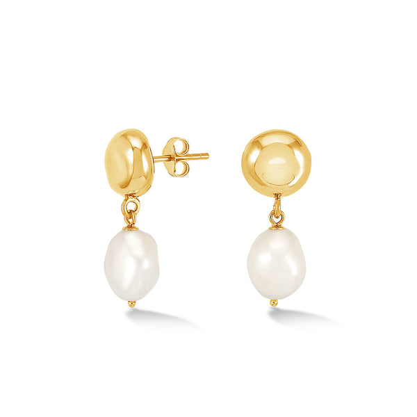 Pebble Stud & White Pearl Drop Earrings