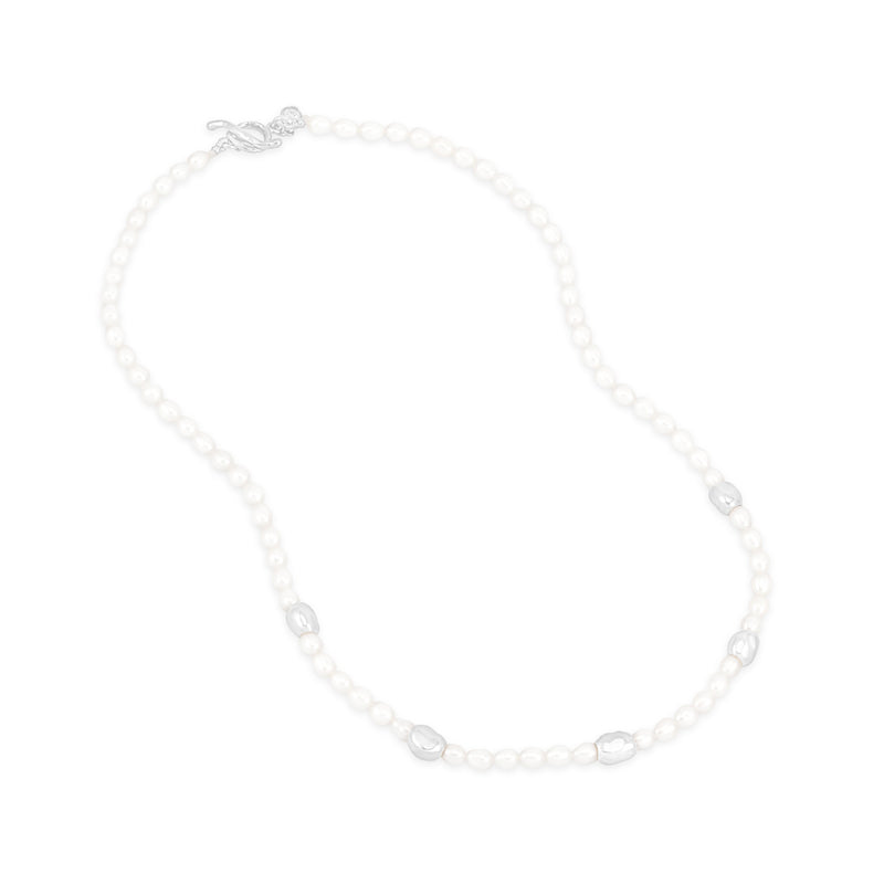 PEBN24-S-WP-Dower-and-Hall-Sterling-Silver-White-Pearl-Ocean-Pebble-Necklace