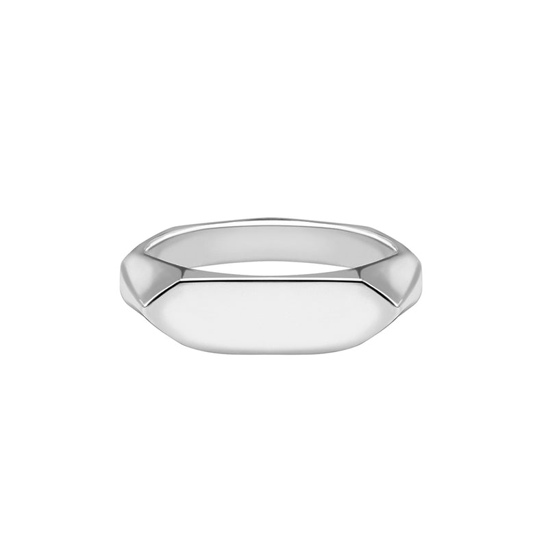 Mens Long Pebble Signet Ring