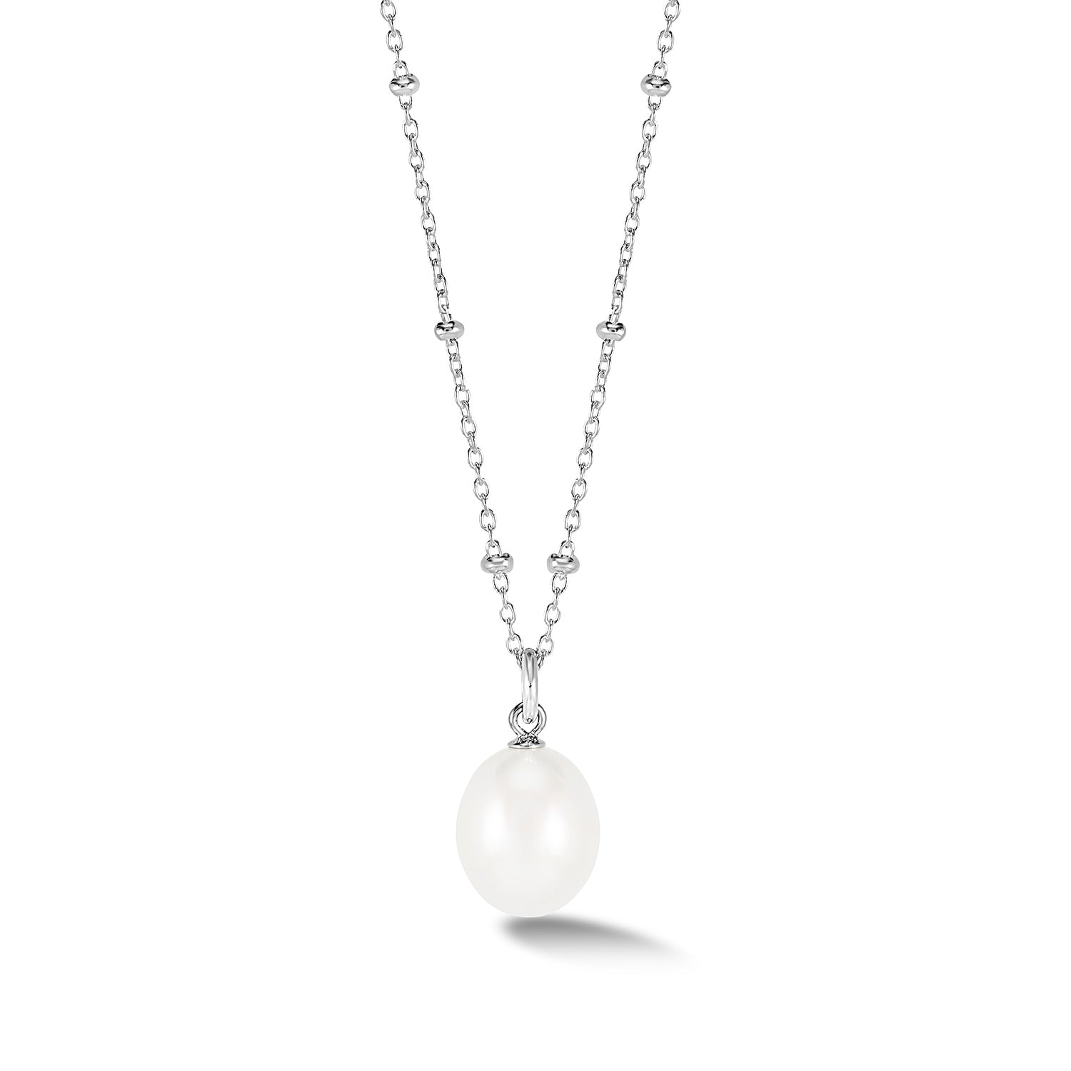 Oval White Freshwater Pearl Pendant