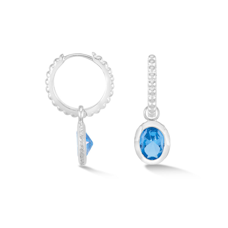 Oval Blue Topaz Array Hoops