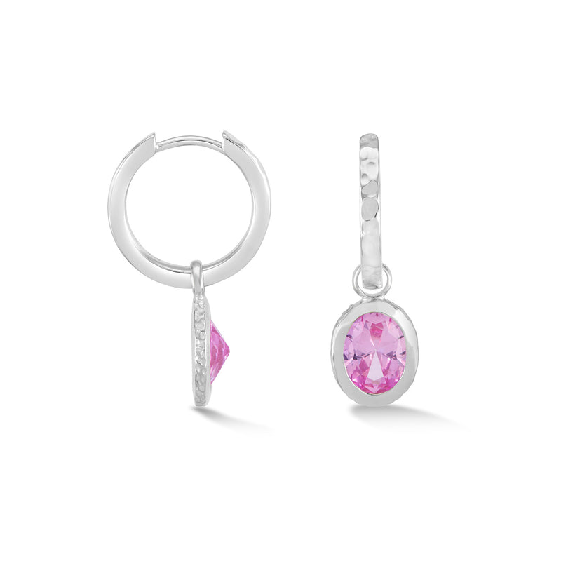 Oval Pink Quartz Array Hoops