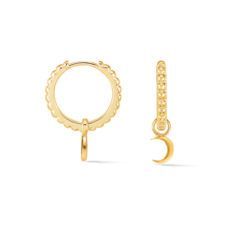 Dotty Moon Charm Huggie Hoops