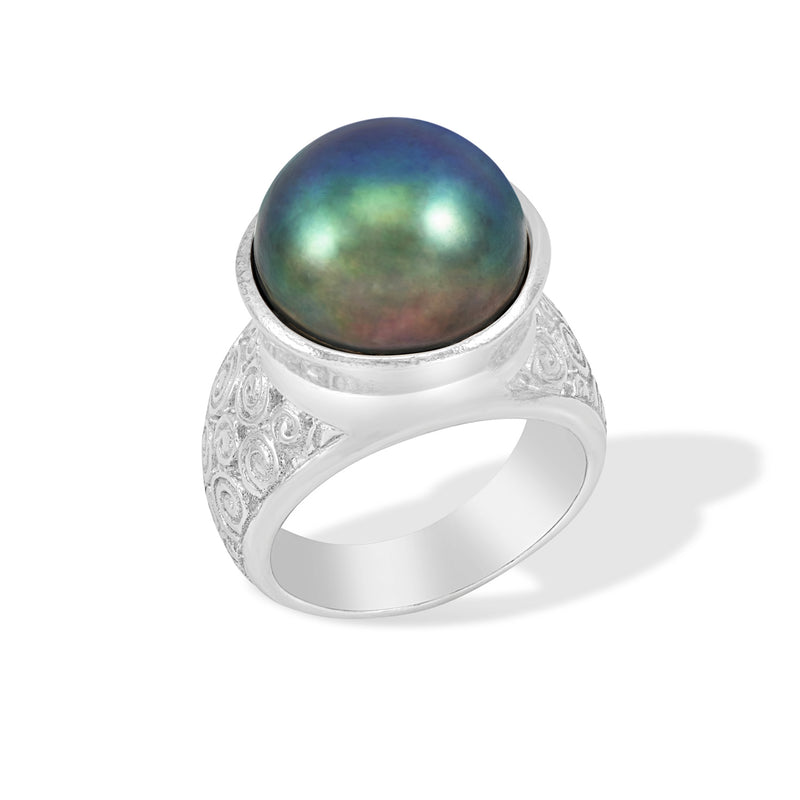 Spiral Peacock Freshwater Pearl Ring