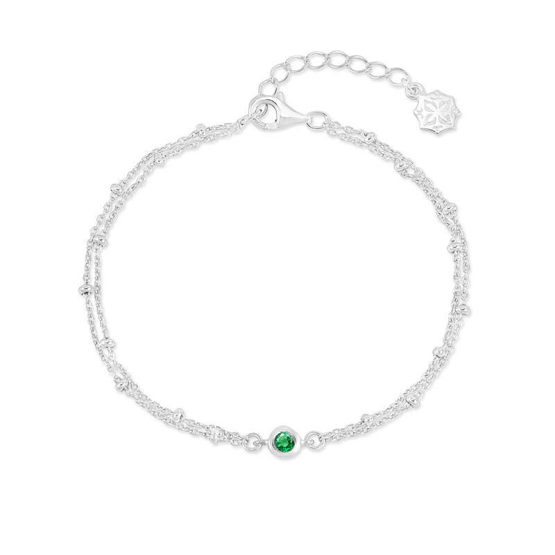 TWB10-S-GG-Dower-and-Hall-Sterling-Silver-Green-Garnet-Dewdrop-Double-Chain-Bracelet