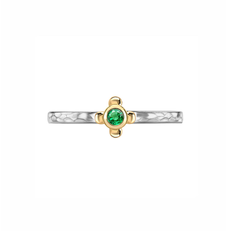 2.5mm Round Green Garnet Hammered Twinkle Ring