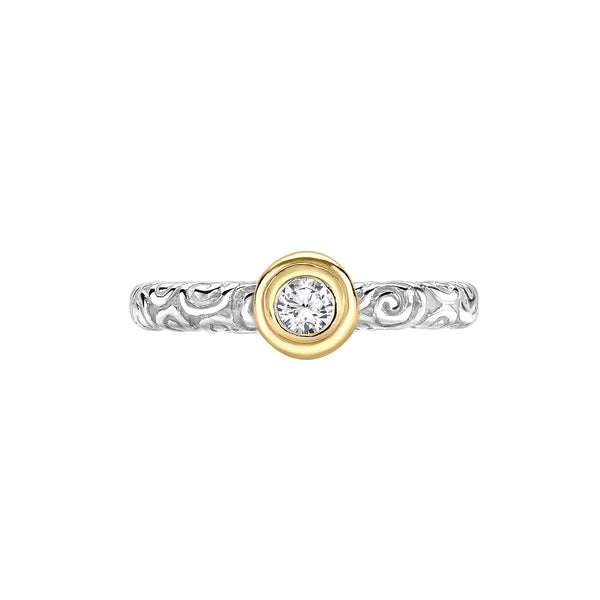 3mm Round White Sapphire Spiral Twinkle Ring