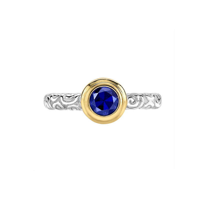 5mm Round Blue Sapphire Spiral Twinkle Ring