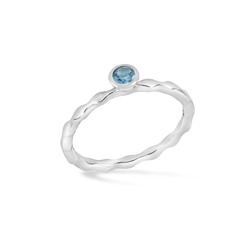 3mm Aquamarine Wave Band Twinkle Ring