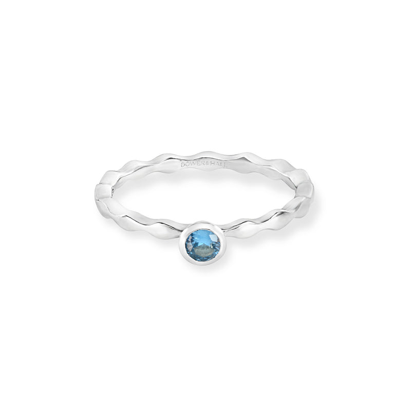 3mm Aquamarine Wave Band Twinkle Ring