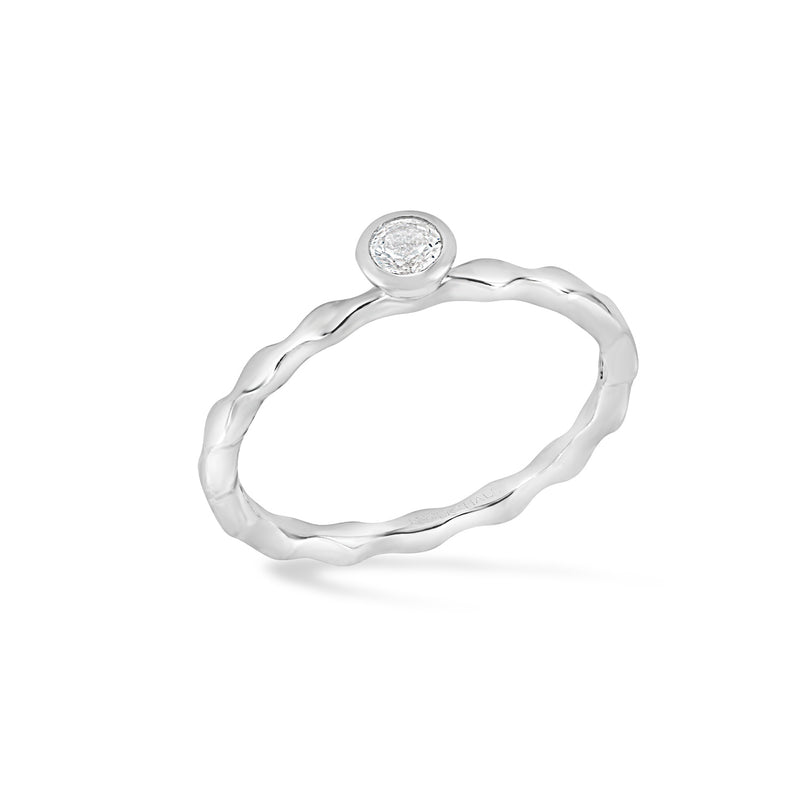 3mm White Sapphire Wave Twinkle Ring