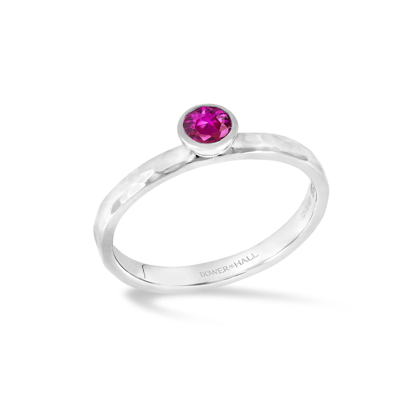 14k Pink Sapphire Hammered Twinkle Ring