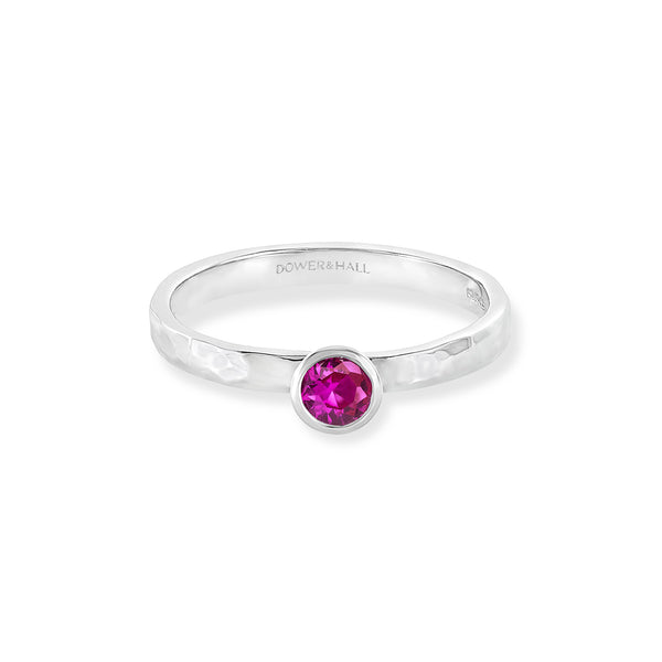 14k Pink Sapphire Hammered Twinkle Ring