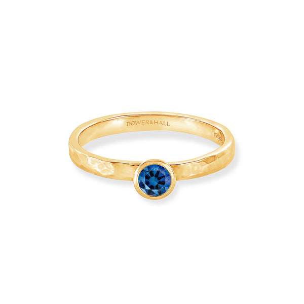 14k Blue Sapphire Hammered Twinkle Ring