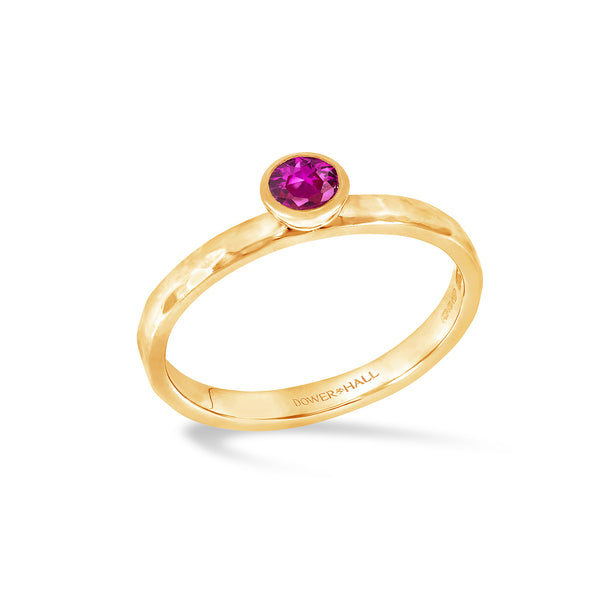 14k Pink Sapphire Hammered Twinkle Ring