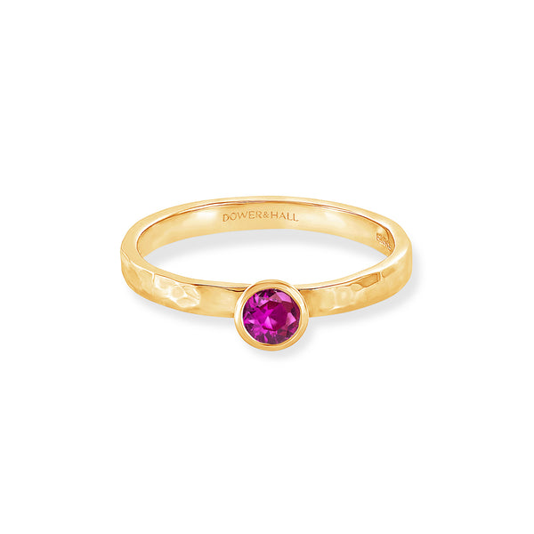 14k Pink Sapphire Hammered Twinkle Ring