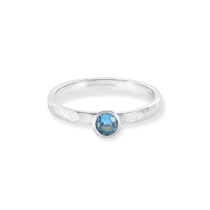 14k Aquamarine Hammered Twinkle Ring