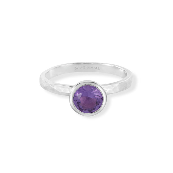 TWR26-S-AME-Dower-and-Hall-Sterling-Silver-6mm-Amethyst-Hammered-Twinkle-Ring