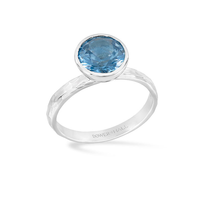 TWR28-S-BT-Dower-and-Hall-Sterling-Silver-8mm-Blue-Topaz-Hammered-Twinkle-Ring-1