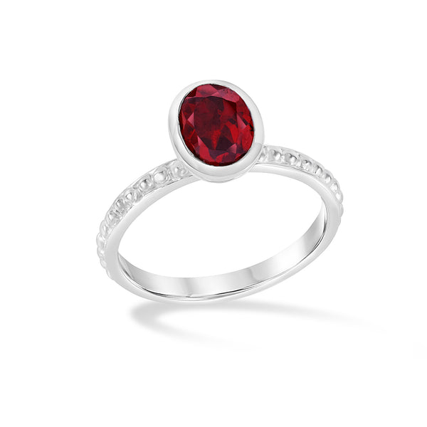 Oval Garnet Granular Dotty Twinkle Ring