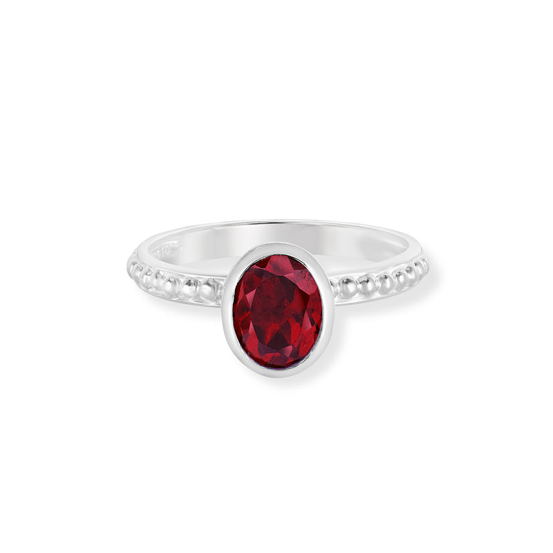 Oval Garnet Granular Dotty Twinkle Ring