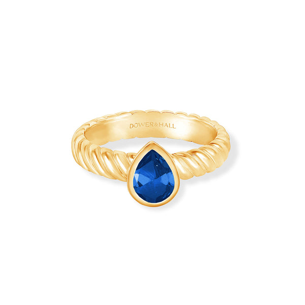 14k Lab Grown Sapphire Pear Twist Twinkle Ring