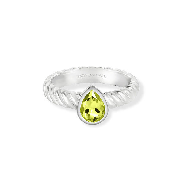 TWR87-S-PERI-Dower-and-Hall-Sterling-Silver-Peridot-Pear-Twist-Twinkle-Ring