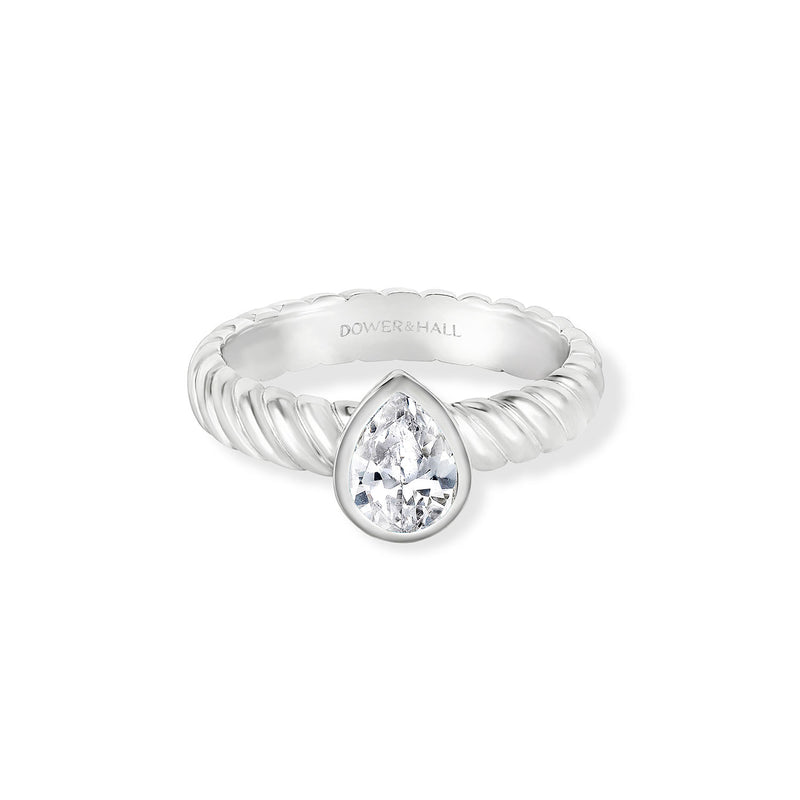 TWR87-S-WT-Dower-and-Hall-Sterling-Silver-White-Topaz-Pear-Twist-Twinkle-Ring