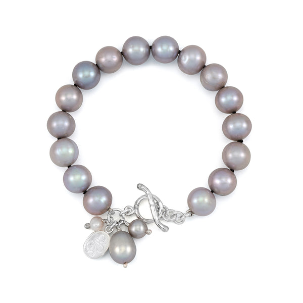 Dove Grey Pearl Cluster Bracelet